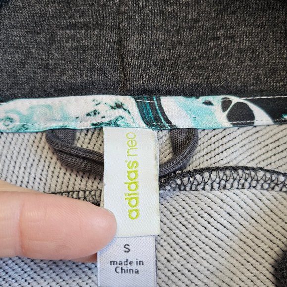 Adidas Neo Women's Grey/White/Aqua Stripped Trim Full Zip Hoodie Long Jacket S - Picture 6 of 10